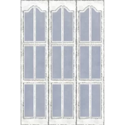 6" Double Sided Shutters Canvas Room Divider Blue - Oriental Furniture