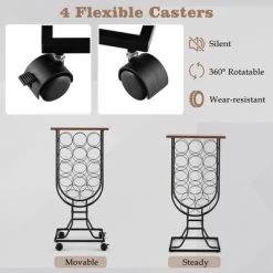 Costway 14 Bottles Wine Rack Console Table Freestanding Wine Storage With Woodtop & Wheels -Furniture Specialty Store GUEST 95cb54a2 1866 4ef0 ad1d 0fbce572f759