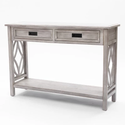 LuxenHome Gray Wood 2-Drawer 1-Shelf Console And Entryway Table 15 LuxenHome Gray Wood 2-Drawer 1-Shelf Console And Entryway Table - Image 13