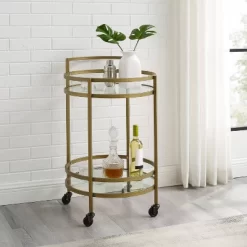 Bailey Round Bar Cart Gold - Crosley