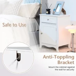 Costway Nightstand With Drawer Cabinet Curved Legs Sofa Side End Accent Table White -Furniture Specialty Store GUEST 961d39cb 96bc 4a05 a122 a4c55a8155cf