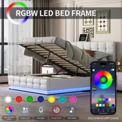 Queen Size PU Tufted Upholstered Platform Bed With Hydraulic Storage System, LED Lights And USB Charger-ModernLuxe -Furniture Specialty Store GUEST 96b2b444 21b3 4edf 8fc8 f0063d7a7b6b