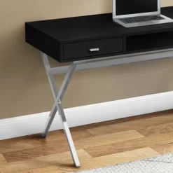 Monarch Specialties Laptop Table With Drawers And Open Shelf Computer, Writing Desk, Metal Sturdy Legs, 48" L -Furniture Specialty Store GUEST 97394e6b 76ce 4e94 bd74 60a0f23cc0dd