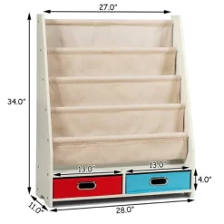 Costway Kids Book Rack Toys Organizer With 4 Sling Bookshelf & 2 Boxes EspressoBeige -Furniture Specialty Store GUEST 977a8299 a650 4e03 85d2 bfea74d90538