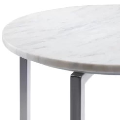 18" Farnell Contemporary Wide Metal Accent Side Table With Chrome Base White/Silver - WyndenHall -Furniture Specialty Store GUEST 978c8c55 8c8c 4b0a 96e2 59dcf4f872bf