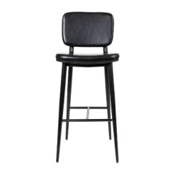Set Of 2 Faux Leather Contemporary Black Metal Frame Barstools With Integrated Footrest - Merrick Lane -Furniture Specialty Store GUEST 97ec94b2 fe26 4feb 86b8 1ebf7bf145cc