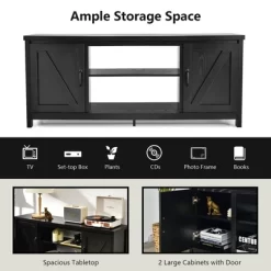 Costway 59'' TV Stand Media Console Center W/ Storage Cabinet For 65'' TV NaturalBlackCoffee -Furniture Specialty Store GUEST 98119937 0ad0 46c9 bb70 61fc1277bf4d
