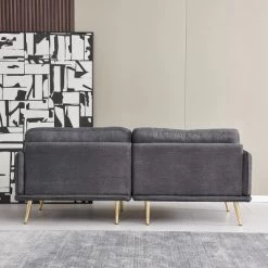 3-Seater Cotton And Linen Upholstered Sofa With Gold Metal Legs - ModernLuxe -Furniture Specialty Store GUEST 9812aa70 0b01 4c6d 8c06 b6183a82f6c7