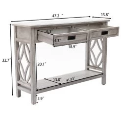 LuxenHome Gray Wood 2-Drawer 1-Shelf Console And Entryway Table 25 LuxenHome Gray Wood 2-Drawer 1-Shelf Console And Entryway Table -Furniture Specialty Store GUEST 9851dc70 54c9 4ce1 8aa4 0ba1bd9c74ec