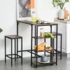 HOMCOM Industrial 3 Piece Dining Table Set, Counter Height Bar Table And Chairs Set, Kitchen Bistro Table Set With Storage Shelf And Stools, Brown 1 HOMCOM Industrial 3 Piece Dining Table Set, Counter Height Bar Table And Chairs Set, Kitchen Bistro Table Set With Storage Shelf And Stools, Brown -Furniture Specialty Store GUEST 988be90e e89c 47e9 b17c d03796565a28