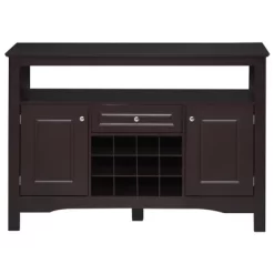 HOMCOM Modern Sideboard, Wooden Kitchen Buffet Cabinet With Drawer And 12-Bottle Wine Rack For Living Room, Espresso -Furniture Specialty Store GUEST 99283619 004d 455e 9a7c 008b95ee2701