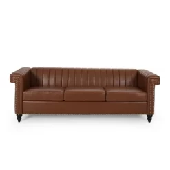 Drury Contemporary Channel Stitch 3 Seater Sofa With Nailhead Trim - Christopher Knight Home -Furniture Specialty Store GUEST 994f811a f178 4b8a b2cd d48efbfa4344