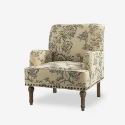 Reggio Traditional Wooden Upholstered Armchair With Floral Patterns And Nailhead Trim | ARTFUL LIVING DESIGN -Furniture Specialty Store GUEST 9971462a 82de 47be a086 8c5f5386aca6