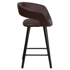 Flash Furniture Brynn Series 24'' High Contemporary Vinyl Rounded Back Counter Height Stool With Cappuccino Wood Frame -Furniture Specialty Store GUEST 9a74eab4 6caf 42f4 ba06 646da52ce416