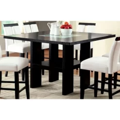StevensonĀ Glass Insert Open Shelf W/Led Lights Counter Dining Table Black - HOMES: Inside + Out