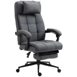 Vinsetto Executive Linen-Feel Fabric Office Chair High Back Swivel Task Chair With Adjustable Height Upholstered Retractable Footrest, Headrest And Padded Armrest -Furniture Specialty Store GUEST 9b340189 e95d 41d4 86f4 a895672bbfcc