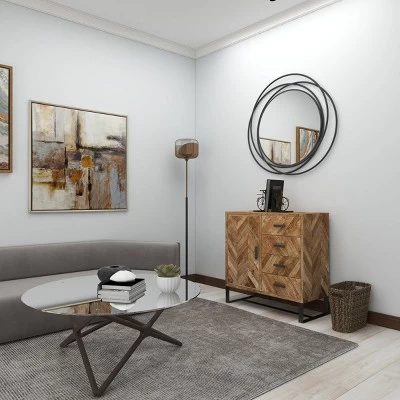 Contemporary Zigzag Pattern Mango Wood Cabinet Brown - Olivia & May 14 Contemporary Zigzag Pattern Mango Wood Cabinet Brown - Olivia & May - Image 12