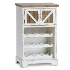 LuxenHome White And Natural Wood 2-Door Wine Cabinet -Furniture Specialty Store GUEST 9c9cb946 f01f 4fc1 bd8a b85f5f950f9c