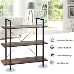 Costway 3-Tier Bookshelf Industrial Bookcase Display Shelf Storage Rack Rustic Brown -Furniture Specialty Store GUEST 9e509ebf 833b 4863 8041 c05dc7dff198