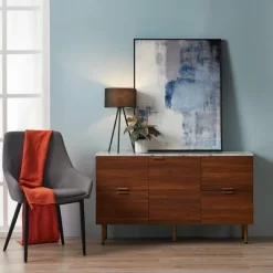 Ashton Sideboard With Faux Marble Top Walnut - Teamson Home -Furniture Specialty Store GUEST 9e90e995 d45c 4281 959e 0d76efae49fe