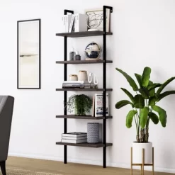 73" Theo 5 Tier Wood Wall Mount Ladder Bookshelf - Nathan James -Furniture Specialty Store GUEST 9f0346e6 7700 4545 9f4a 9c6d90f83d7d