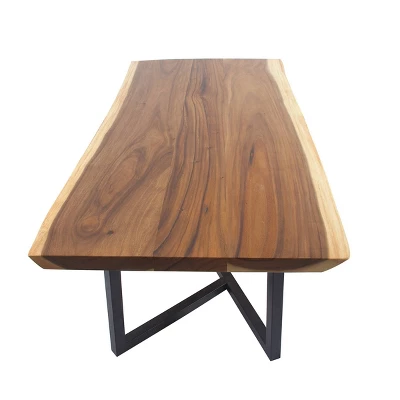 Contemporary Wood Dining Table Brown - Olivia & May 4 Contemporary Wood Dining Table Brown - Olivia & May - Image 2