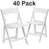 Flash Furniture Hercules™ Folding Chair - White Resin - 40 Pack 1000LB Weight Capacity Comfortable Event Chair - Light Weight Folding Chair
