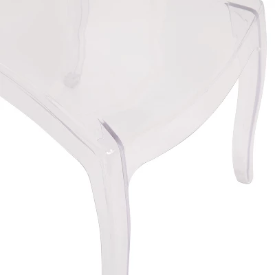 Emma And Oliver Set Of 4 Multifunctional Transparent Polycarbonate Resin Stacking Accent Chair With Extra Wide Seat For Vanity, Dining Room, Bedroom & Outdoor Events 8 Emma And Oliver Set Of 4 Multifunctional Transparent Polycarbonate Resin Stacking Accent Chair With Extra Wide Seat For Vanity, Dining Room, Bedroom & Outdoor Events - Image 6