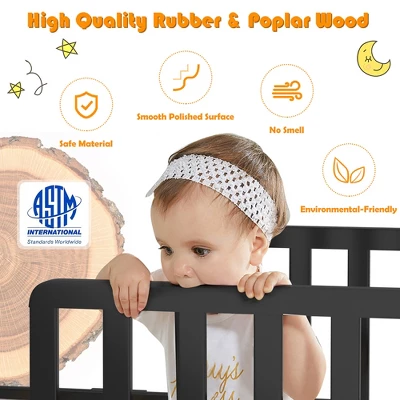 Costway Kids Toddler Wood Bed Bedroom Furniture W/ Guardrails Black/Brown/Grey/White 7 Costway Kids Toddler Wood Bed Bedroom Furniture W/ Guardrails Black/Brown/Grey/White - Image 5