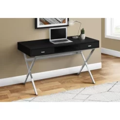 Monarch Specialties Laptop Table With Drawers And Open Shelf Computer, Writing Desk, Metal Sturdy Legs, 48" L -Furniture Specialty Store GUEST a005fe5e f593 4663 9054 698c71f52e6a