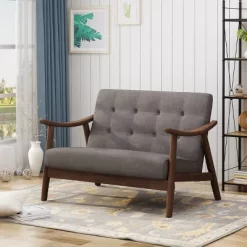 Hetel Mid-Century Modern Settee Dark Gray - Christopher Knight Home
