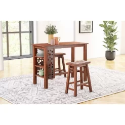 3pc Rectangular Brittany Bar Height Dining Set Wire Brushed Finish Chestnut - Boraam -Furniture Specialty Store GUEST a0813be6 af04 4fbd bd7f bf3739fef04b