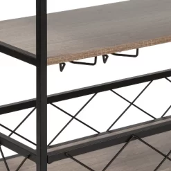 Merrick Lane Rolling Kitchen Serving And Bar Cart With Shelves And Wine Glass Holders In Distressed Light Oak Wood And Black Iron -Furniture Specialty Store GUEST a0c39c8e bdf4 4d71 90fd 7aaa29e02da1 1