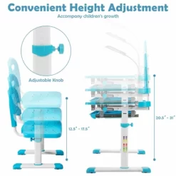 Costway Height Adjustable Kids Study Table And Chair Set W/Bookstand & Light Pink/Light Blue -Furniture Specialty Store GUEST a148eb04 07b4 4bd6 bc3c fa1dea13e802