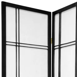 7 Ft. Tall Double Cross Shoji Screen - Black (5 Panels)
