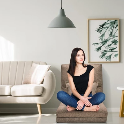 Costway Fold Down Chair Flip Out Lounger Convertible Sleeper Couch Futon Bed W/ Pillow 4 Costway Fold Down Chair Flip Out Lounger Convertible Sleeper Couch Futon Bed W/ Pillow - Image 2