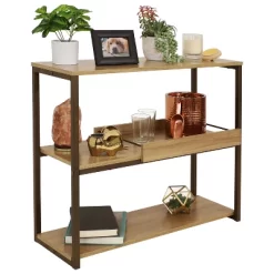 Sunnydaze Decor Sunnydaze Industrial-Style, 3-Shelf Sofa Table With Removable Serving Tray - Brown - 28.25 In -Furniture Specialty Store GUEST a17954bd c2f1 4632 96b2 20ca45d59fd9