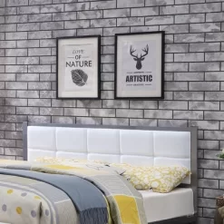 Queen Prunda Padded Headboard Platform Bed With Bench White/Silver - MiBasics -Furniture Specialty Store GUEST a1bde183 39fe 47e2 bdd0 7d6cdf4a1ea4