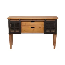 Industrial Wood Console Table Dark Brown - Olivia & May