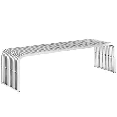 Pipe Stainless Steel Bench - Modway 7 Pipe Stainless Steel Bench - Modway - Image 5
