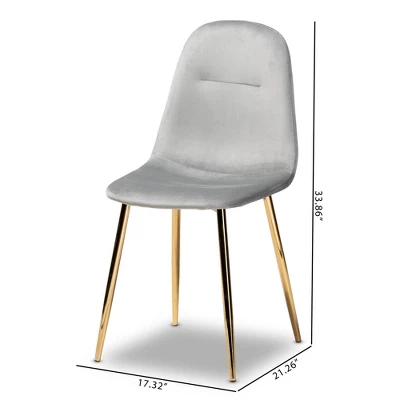 Set Of 4 Elyse Velvet Upholstered Metal Dining Chairs - Baxton Studio 8 Set Of 4 Elyse Velvet Upholstered Metal Dining Chairs - Baxton Studio - Image 6