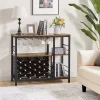 Yaheetech Home Bar Industrial Wine Rack Table With Glass Holder, Wine Bar Cabinet, Rustic Brown
