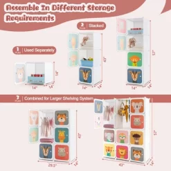 Costway 12-Cube Kids Wardrobe Baby Dresser Bedroom Armoire Clothes Hanging Closet With Door -Furniture Specialty Store GUEST a525bb53 9bd0 475d 9f2b 42395d9c600c