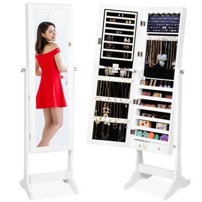 Best Choice Products 6-Tier Standing Mirror Lockable Storage Organizer Cabinet Armoire W/ LED Lights 9 Best Choice Products 6-Tier Standing Mirror Lockable Storage Organizer Cabinet Armoire W/ LED Lights - Image 7
