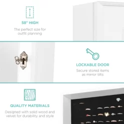 Best Choice Products 6-Tier Standing Mirror Lockable Storage Organizer Cabinet Armoire W/ Velvet Interior -Furniture Specialty Store GUEST a56a10e8 1d24 4e4c 8c56 5cfb1232f4e4