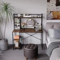 Bestier Computer Home Office Desk With Metal Frame, Hutch, Bookshelf, Under Desk Storage, And Working Table For Small Bedroom Space -Furniture Specialty Store GUEST a577404c 6e86 4882 99e2 05c073e31005