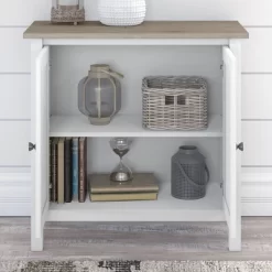 Mayfield Accent Storage Cabinet With Doors Shiplap Gray/Pure White - Bush Furniture