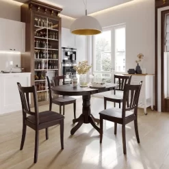 Dillon Extendable Oval Pedestal Dining Table Dark Brown - CorLiving