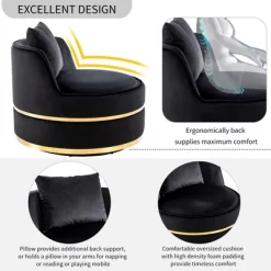 360 Degree Swivel Accent Chair, Velvet Upholstered Barrel Chair With Cushion-ModernLuxe -Furniture Specialty Store GUEST a75afb79 1d54 4338 895d 43f3128b975a