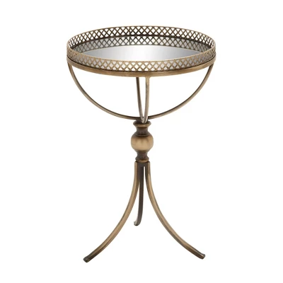 Metal And Glass Round Pedestal Table Gold - Olivia & May 18 Metal And Glass Round Pedestal Table Gold - Olivia & May - Image 16